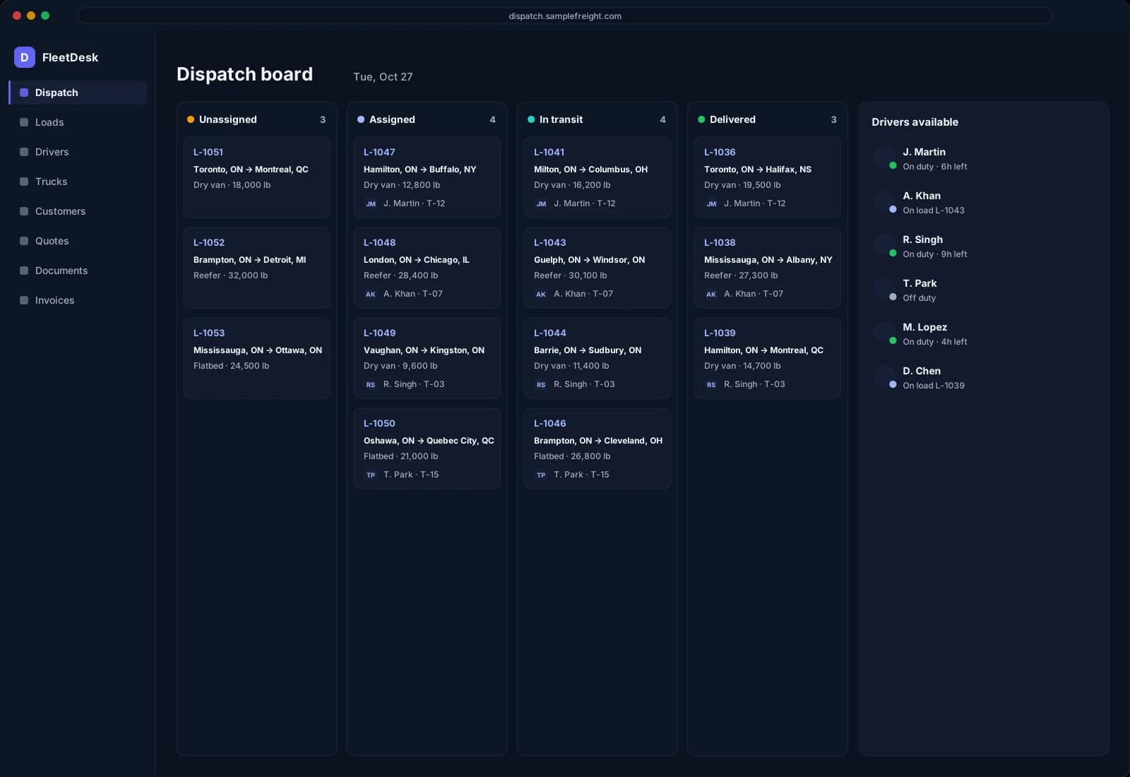 Dispatch board